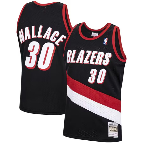 Personalized Men’s Portland Trail Blazers #30 Rasheed Wallace Black 1999-00 Hardwood Classics Swingman Stitched Basketball Jersey