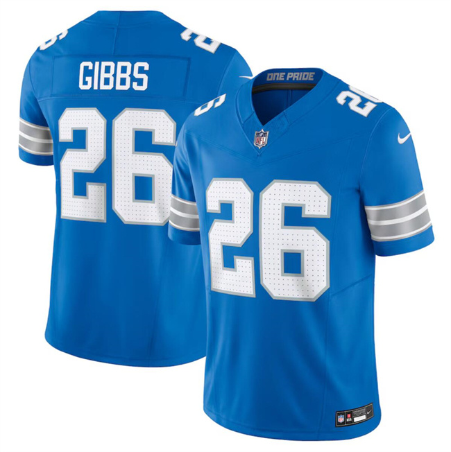 Personalized Youth Detroit Lions #26 Jahmyr Gibbs Blue 2024 F.U.S.E. Limited Stitched Jersey