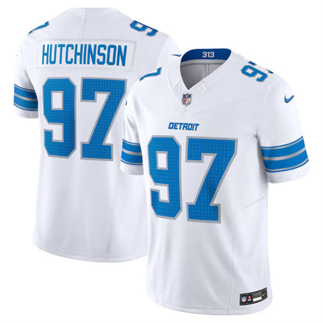 Personalized Youth Detroit Lions #97 Aidan Hutchinson White 2024 F.U.S.E. Limited Stitched Jersey