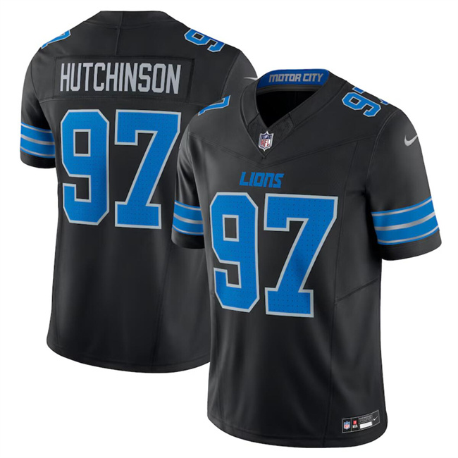Personalized Youth Detroit Lions #97 Aidan Hutchinson Black 2024 F.U.S.E. 2nd Alternate Limited Stitched Jersey