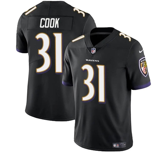 Personalized Youth Baltimore Ravens #31 Dalvin Cook Black Stitched Jersey