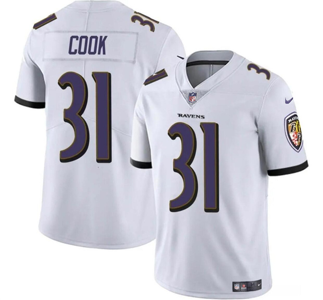Personalized Youth Baltimore Ravens #31 Dalvin Cook White Stitched Jersey