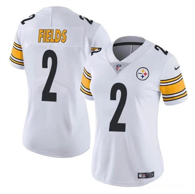 Personalized Women’s Pittsburgh Steelers #2 Justin Fields White Stitched Football Jersey(Run Small)