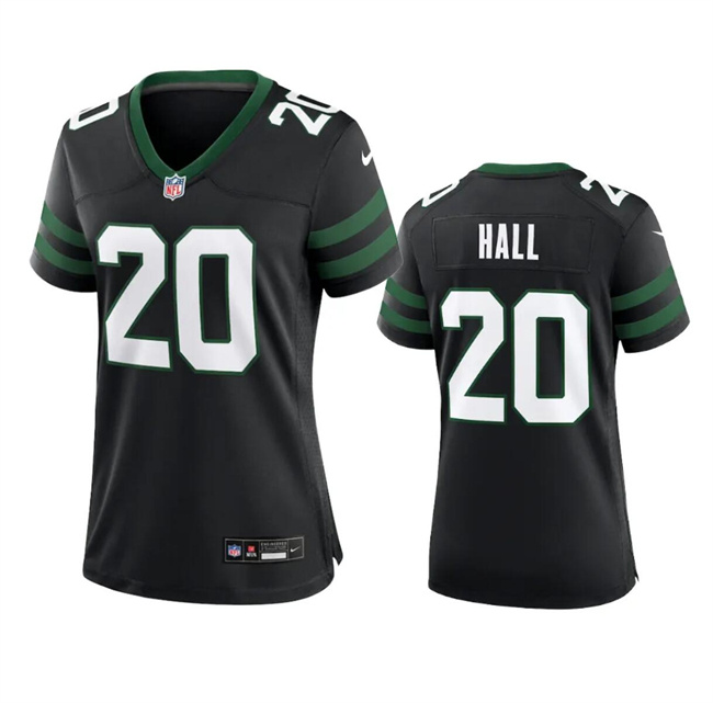 Personalized Women’s New York Jets #20 Breece Hall Black 2024 Stitched Football Jersey(Run Small)