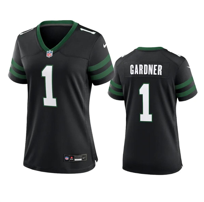 Personalized Women’s New York Jets #1 Sauce Gardner Black 2024 Stitched Football Jersey(Run Small)