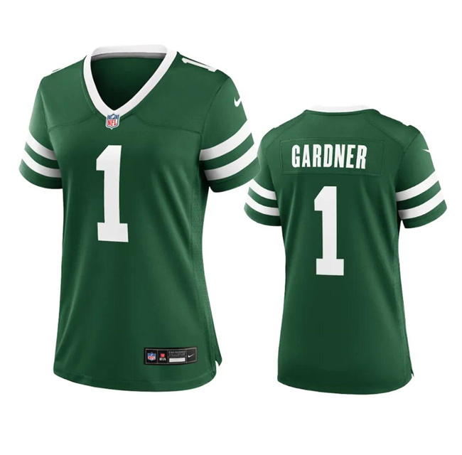 Personalized Women’s New York Jets #1 Sauce Gardner Green 2024 Stitched Football Jersey(Run Small)