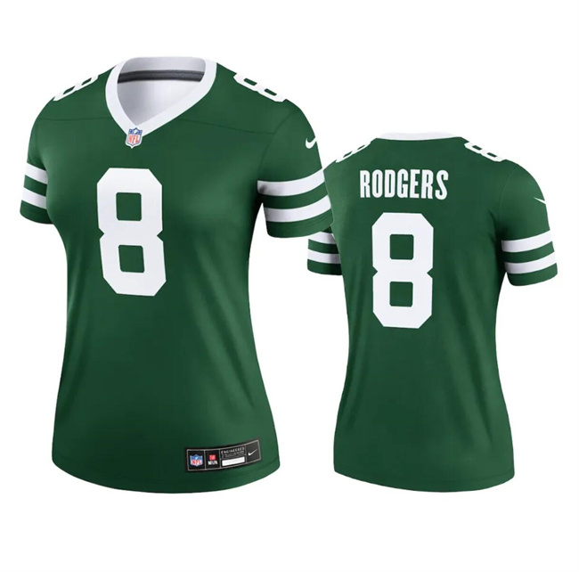 Personalized Women’s New York Jets #8 Aaron Rodgers Green 2024 Stitched Football Jersey(Run Small)