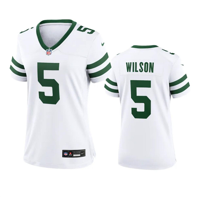 Personalized Women’s New York Jets #5 Garrett Wilson White 2024 Stitched Football Jersey(Run Small)