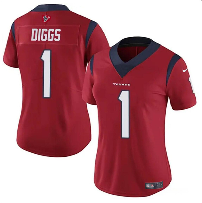 Personalized Women’s Houston Texans #1 Stefon Diggs Red Untouchable Limited Stitched Jersey (Run Small)