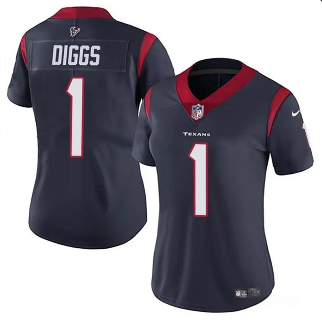 Personalized Women’s Houston Texans #1 Stefon Diggs Navy Untouchable Limited Stitched Jersey (Run Small)