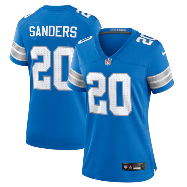 Personalized Women’s Detroit Lions #20 Barry Sanders Blue Stitched Jersey(Run Smaller)