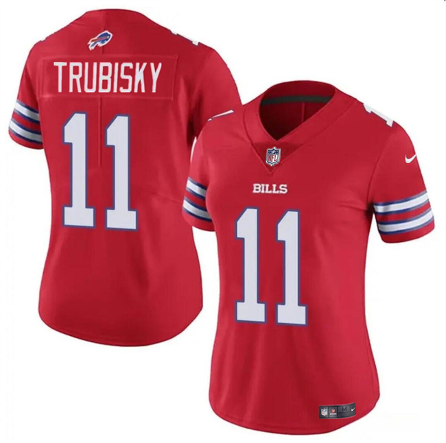 Personalized Women’s Buffalo Bills #11 Mitch Trubisky Red Stitched Football Jersey(Run Small)