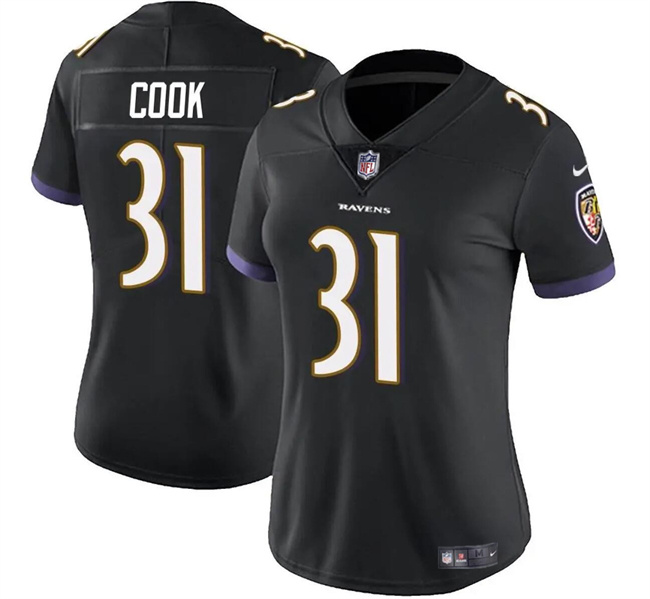 Personalized Women’s Baltimore Ravens #31 Dalvin Cook Black Football Jersey(Run Small)