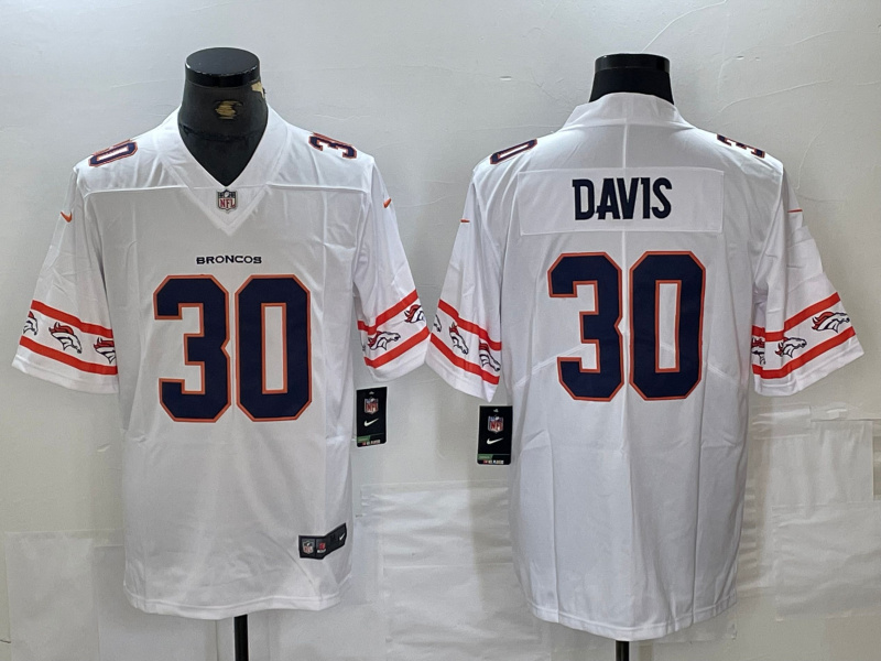 Personalized Broncos 30 Phillip Lindsay White Team Logo Limited Men Jersey