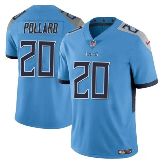 Personalized Men’s Tennessee Titans #20 Tony Pollard Blue Limited Stitched Football Jersey