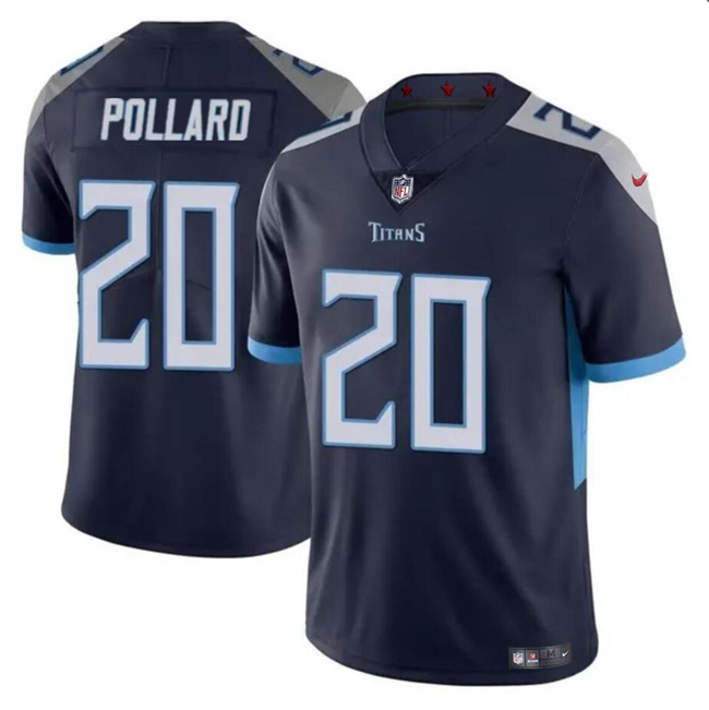 Personalized Men’s Tennessee Titans #20 Tony Pollard Navy Limited Stitched Football Jersey