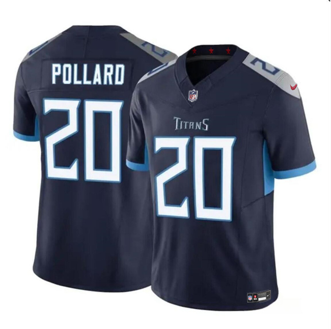Personalized Men’s Tennessee Titans #20 Tony Pollard Navy 2023 F.U.S.E. Limited Stitched Football Jersey