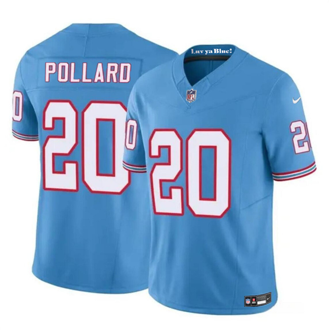 Personalized Men’s Tennessee Titans #20 Tony Pollard Blue 2023 F.U.S.E. Throwback Limited Stitched Football Jersey