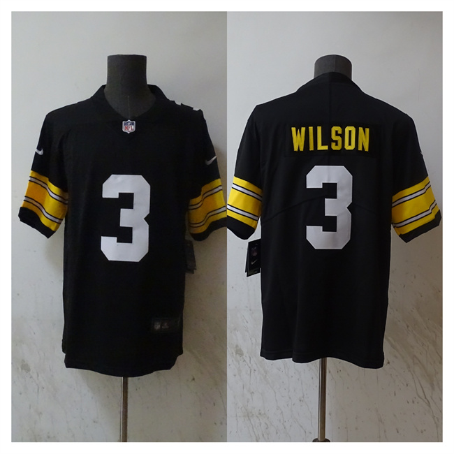Personalized Men’s Pittsburgh Steelers #3 Russell Wilson Black Untouchable Limited Stitched Jersey