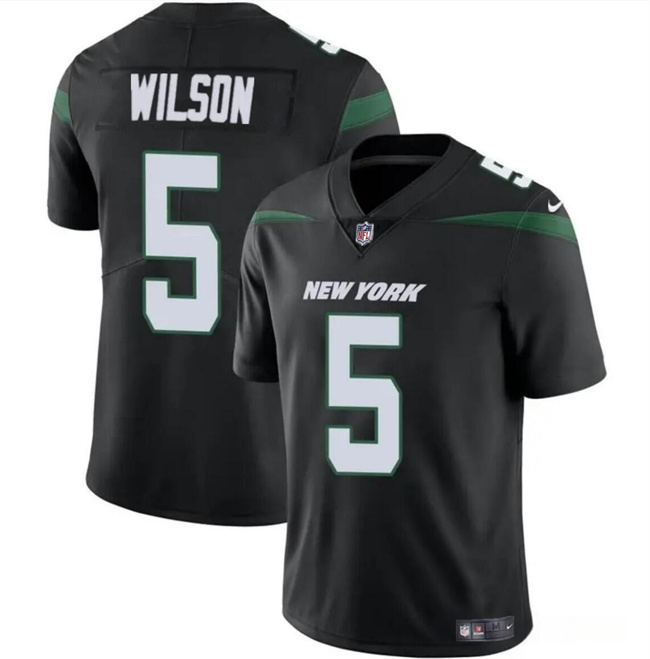 Personalized Men’s New York Jets #5 Garrett Wilson Black Untouchable Limited Stitched Jersey