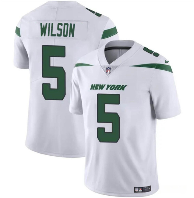 Personalized Men’s New York Jets #5 Garrett Wilson White Untouchable Limited Stitched Jersey