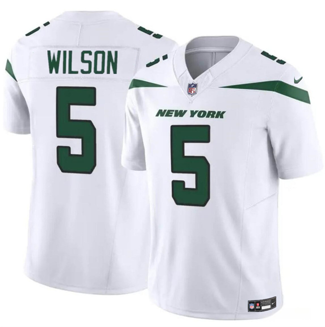 Personalized Men’s New York Jets #5 Garrett Wilson White 2023 F.U.S.E Untouchable Limited Stitched Jersey