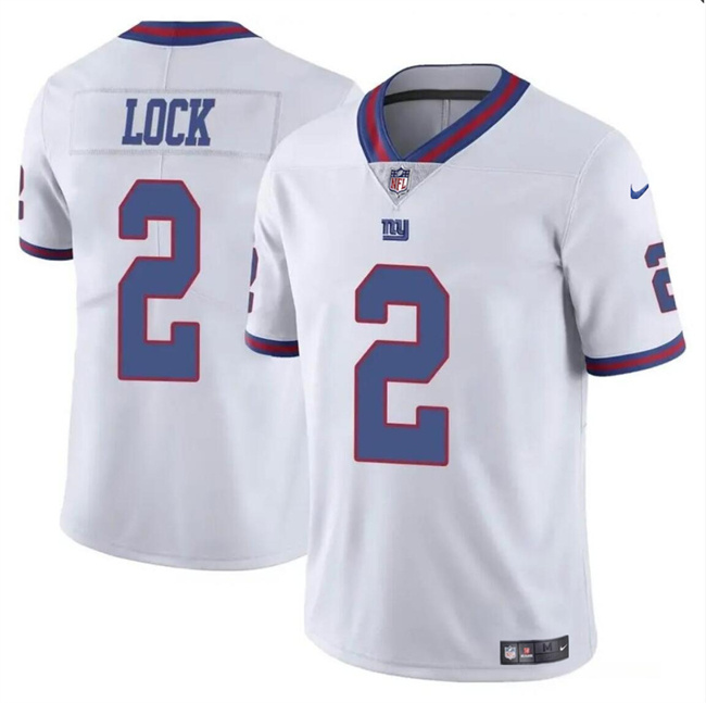 Personalized Men’s New York Giants #2 Drew Lock White Limited Stitched Jersey