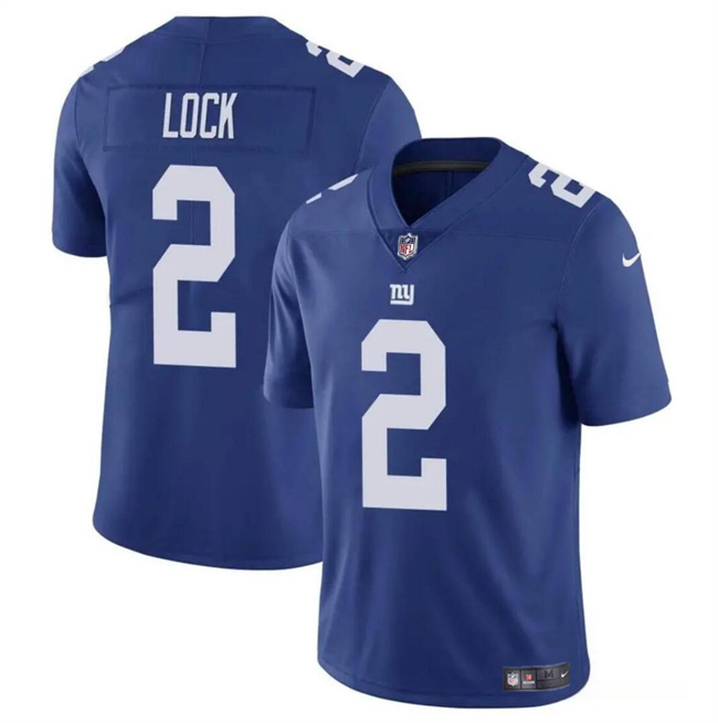 Personalized Men’s New York Giants #2 Drew Lock Blue Untouchable Limited Stitched Jersey