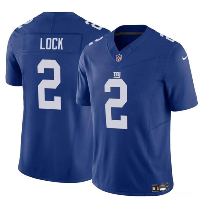 Personalized Men’s New York Giants #2 Drew Lock Blue 2023 F.U.S.E. Untouchable Limited Stitched Jersey