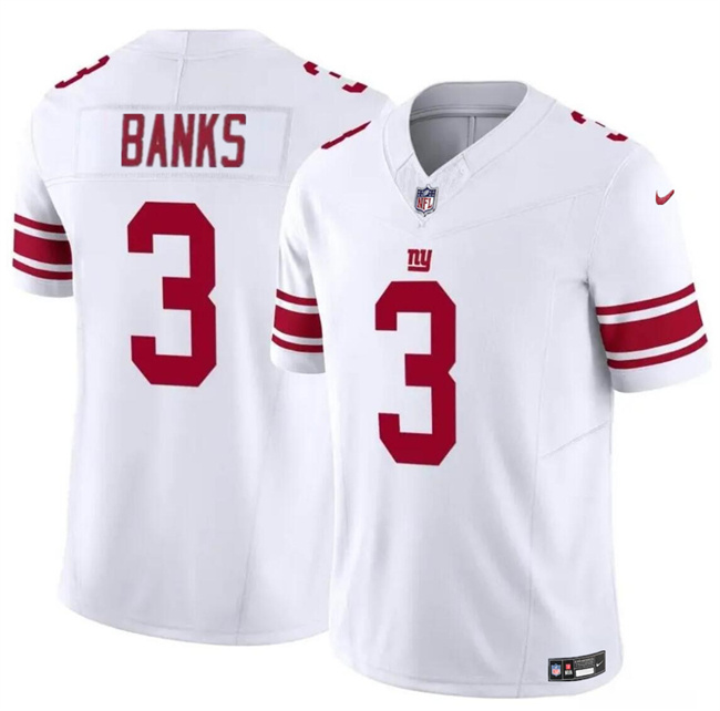 Personalized Men’s New York Giants #3 Deonte Banks White 2023 F.U.S.E. Untouchable Limited Stitched Jersey
