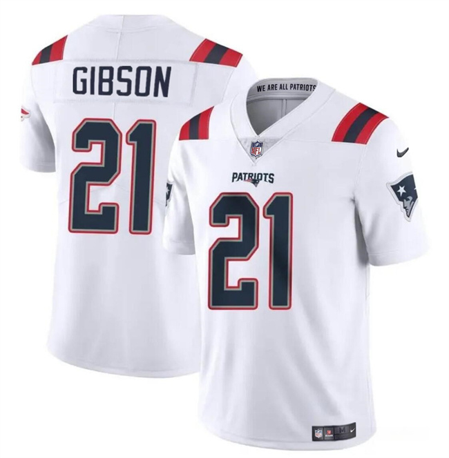 Personalized Men’s New England Patriots #21 Antonio Gibson White Limited Stitched Football Jersey