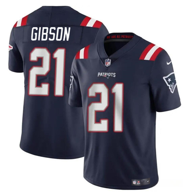Personalized Men’s New England Patriots #21 Antonio Gibsonz Navy Limited Stitched Football Jersey