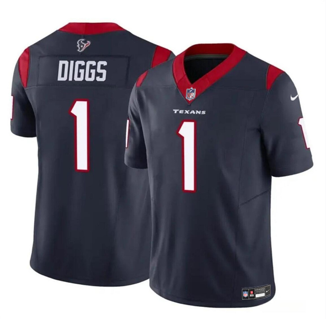 Personalized Men’s Houston Texans #1 Stefon Diggs Navy 2024 F.U.S.E Untouchable Stitched Football Jersey