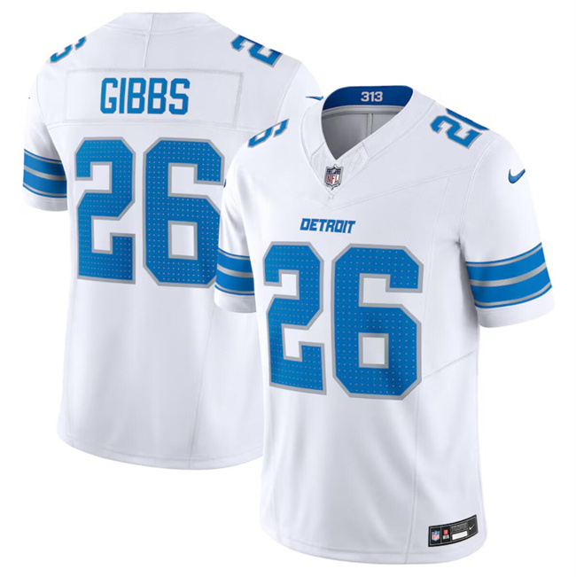 Personalized Men’s Detroit Lions #26 Jahmyr Gibbs White 2024 F.U.S.E. Limited Stitched Jersey