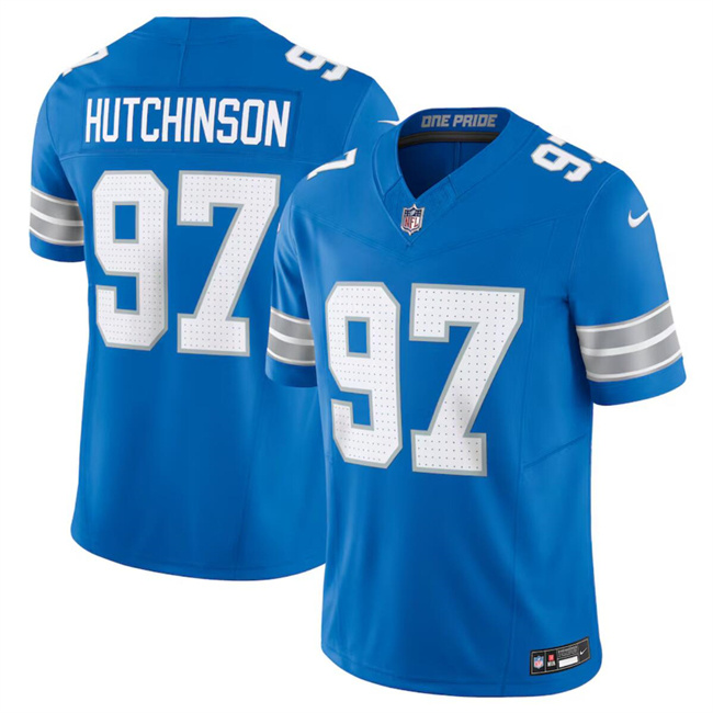 Personalized Men’s Detroit Lions #97 Aidan Hutchinson Blue 2024 F.U.S.E. Limited Stitched Jersey