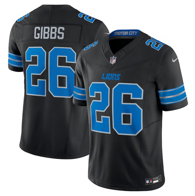 Personalized Men’s Detroit Lions #26 Jahmyr Gibbs Black 2024 F.U.S.E. 2nd Alternate Limited Stitched Jersey