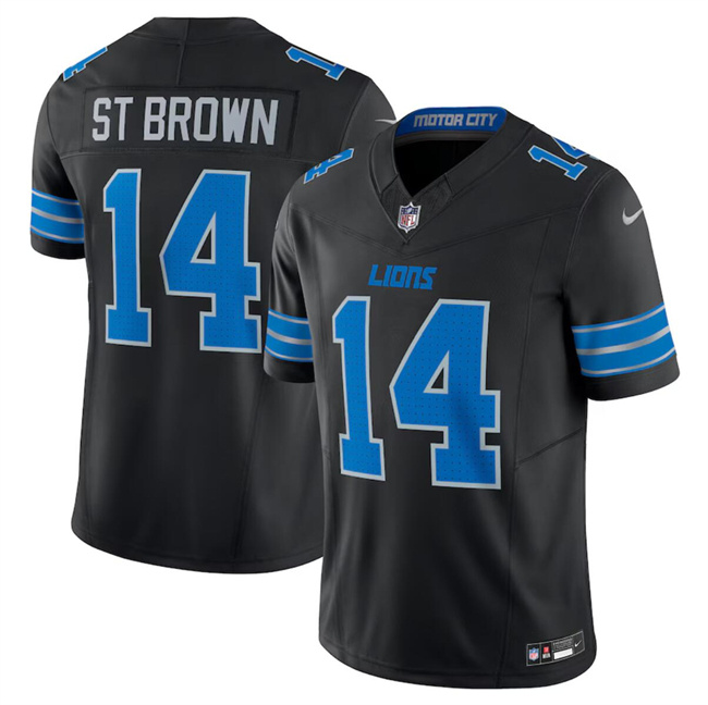 Personalized Men’s Detroit Lions #14 Amon-Ra St. Brown Black 2024 F.U.S.E. 2nd Alternate Limited Stitched Jersey