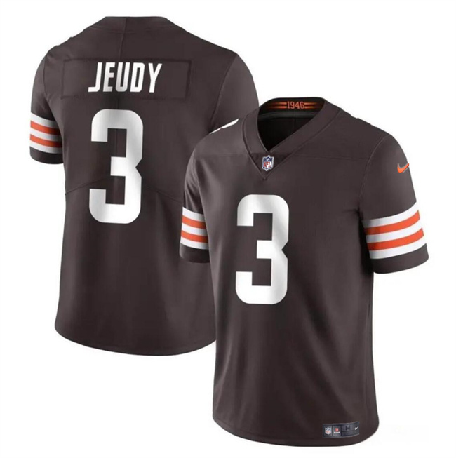 Personalized Men’s Cleveland Browns #3 Jerry Jeudy Brown Limited Stitched Football Jersey
