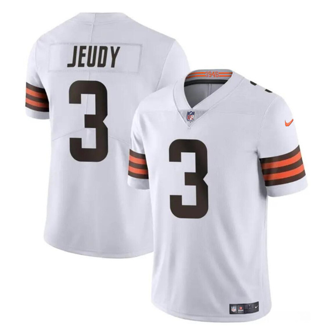 Personalized Men’s Cleveland Browns #3 Jerry Jeudy White Limited Stitched Football Jersey