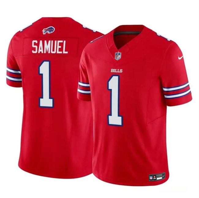 Personalized Men’s Buffalo Bills #1 Curtis Samuel Red 2023 F.U.S.E. Untouchable Limited Stitched Football Jersey