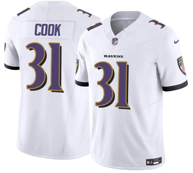 Personalized Men’s Baltimore Ravens #31 Dalvin Cook White 2024 F.U.S.E. Limited Football Jersey