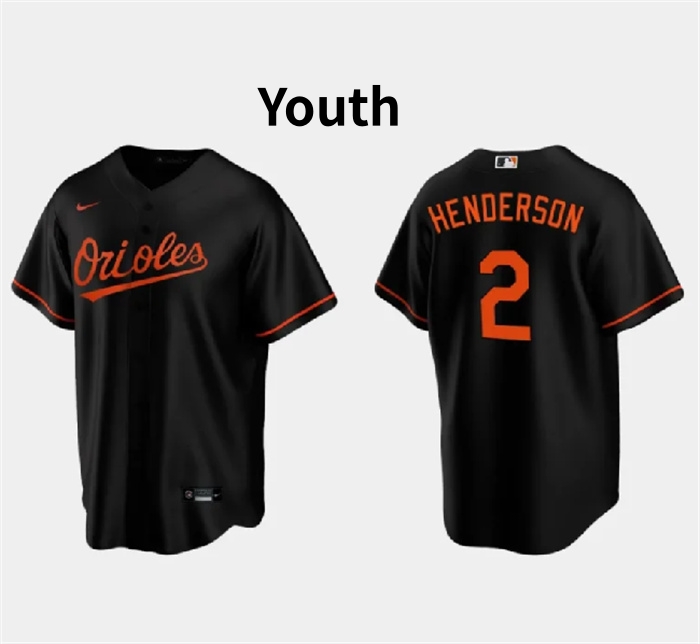 Personalized Youth Baltimore Orioles #2 Gunnar Henderson Black Cool Base Stitched Jersey