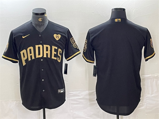 Personalized Men’s San Diego Padres Blank Black Gold With Patch Cool Base Stitched Baseball Jersey