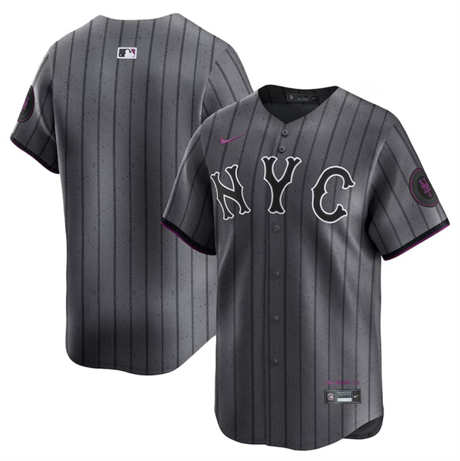 Personalized Men’s New York Mets Blank Graphite 2024 City Connect Limited Stitched Baseball Jersey