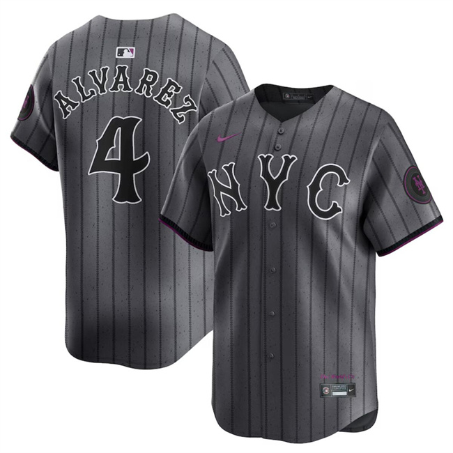 Personalized Men’s New York Mets #4 Francisco Alvarez Graphite 2024 City Connect Limited Stitched Baseball Jersey