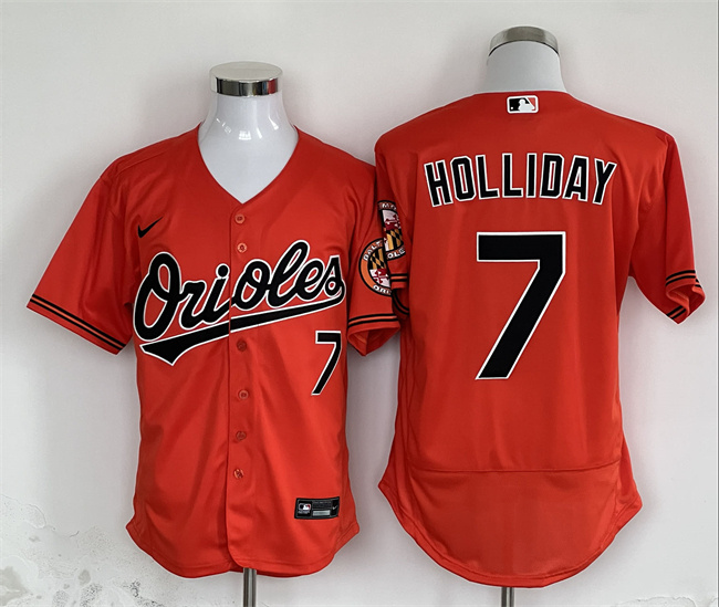 Personalized Men’s Baltimore Orioles #7 Jackson Holliday Orange Flex Base Stitched Baseball Jersey