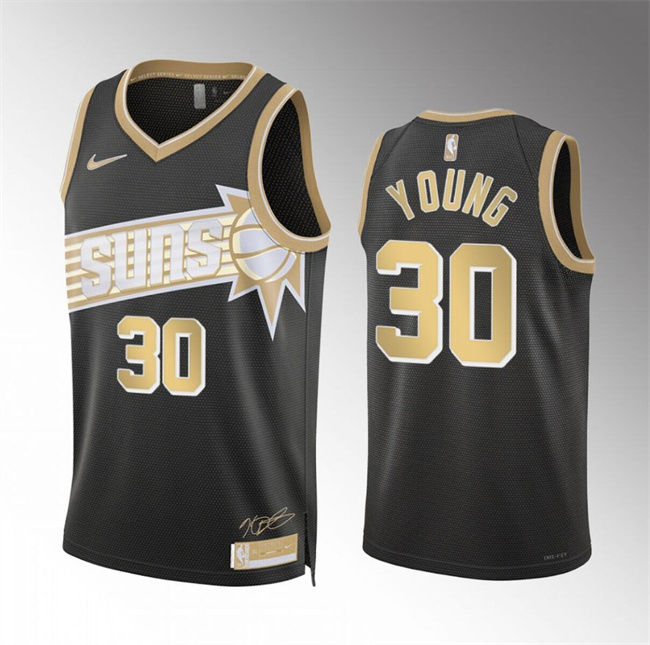 Personalized Men’s Phoenix Suns #30 Thaddeus Young Black 2024 Select Series Stitched Basketball Jersey
