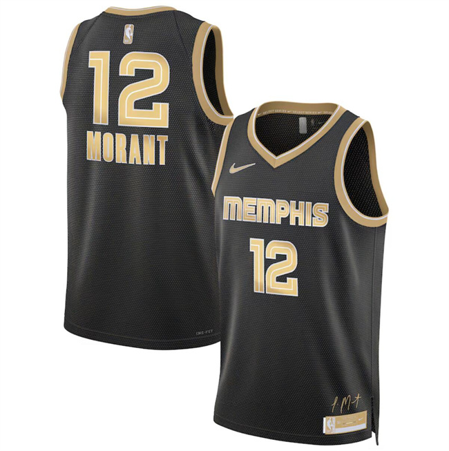 Personalized Men’s Memphis Grizzlies #12 Ja Morant Black 2024 Select Series Stitched Jersey