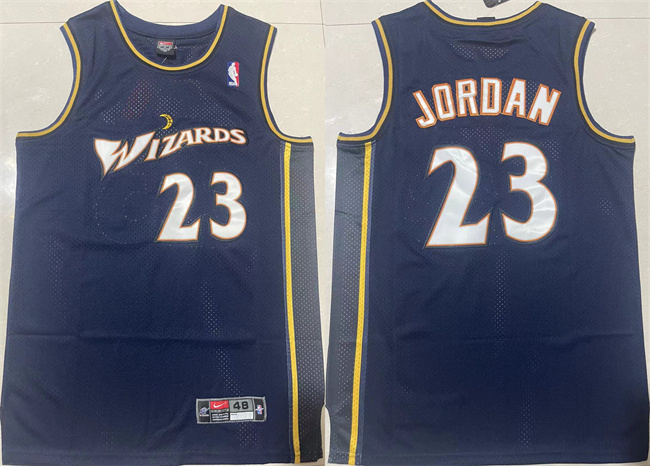 Personalized Men’s Washington Wizards #23 Michael Jordan Navy Throwback Stitched Jersey