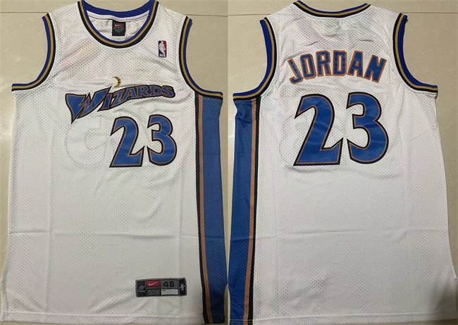 Personalized Men’s Washington Wizards #23 Michael Jordan White Throwback Stitched Jersey